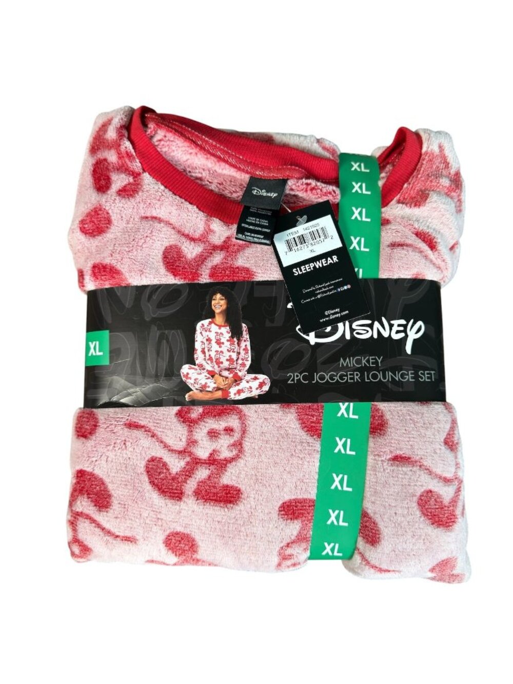 Disney Mickey Mouse XL 2-Piece Fleece Jogger Lounge Set Red White
